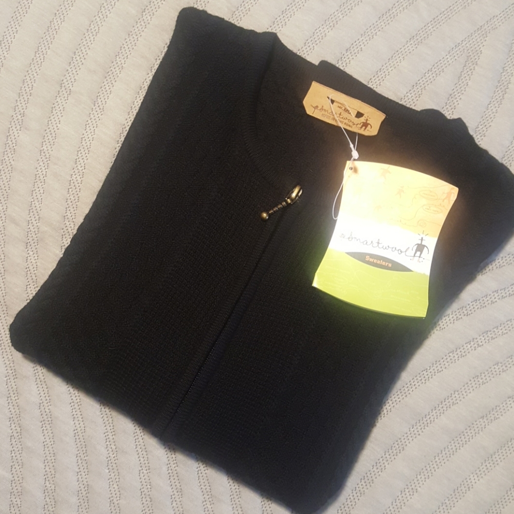 Smartwool zip front black cardigan sweater Medium
